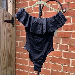 Trina Turk black ruffle swim suit size 4